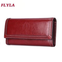 wallets for women long large capacity purses luxury designer wallet oil wax leather