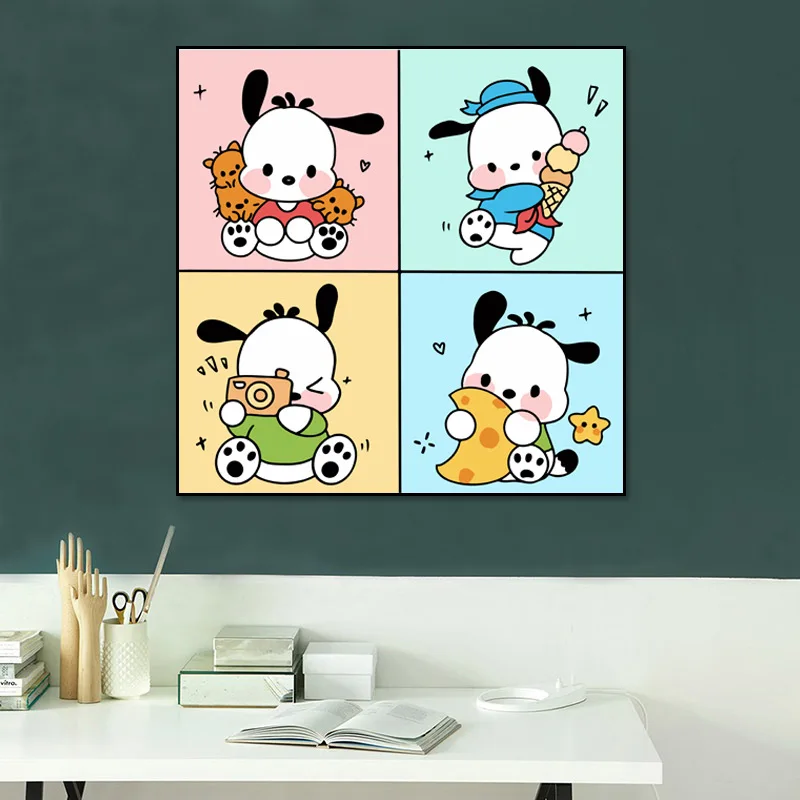 

Digital oil painting diy cartoon children's hand-painted four-palace grid filling animation living room decorative painting