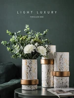 european marble ceramic vase cylindrical dried flower artificial flower tabletop vase living room office home decor