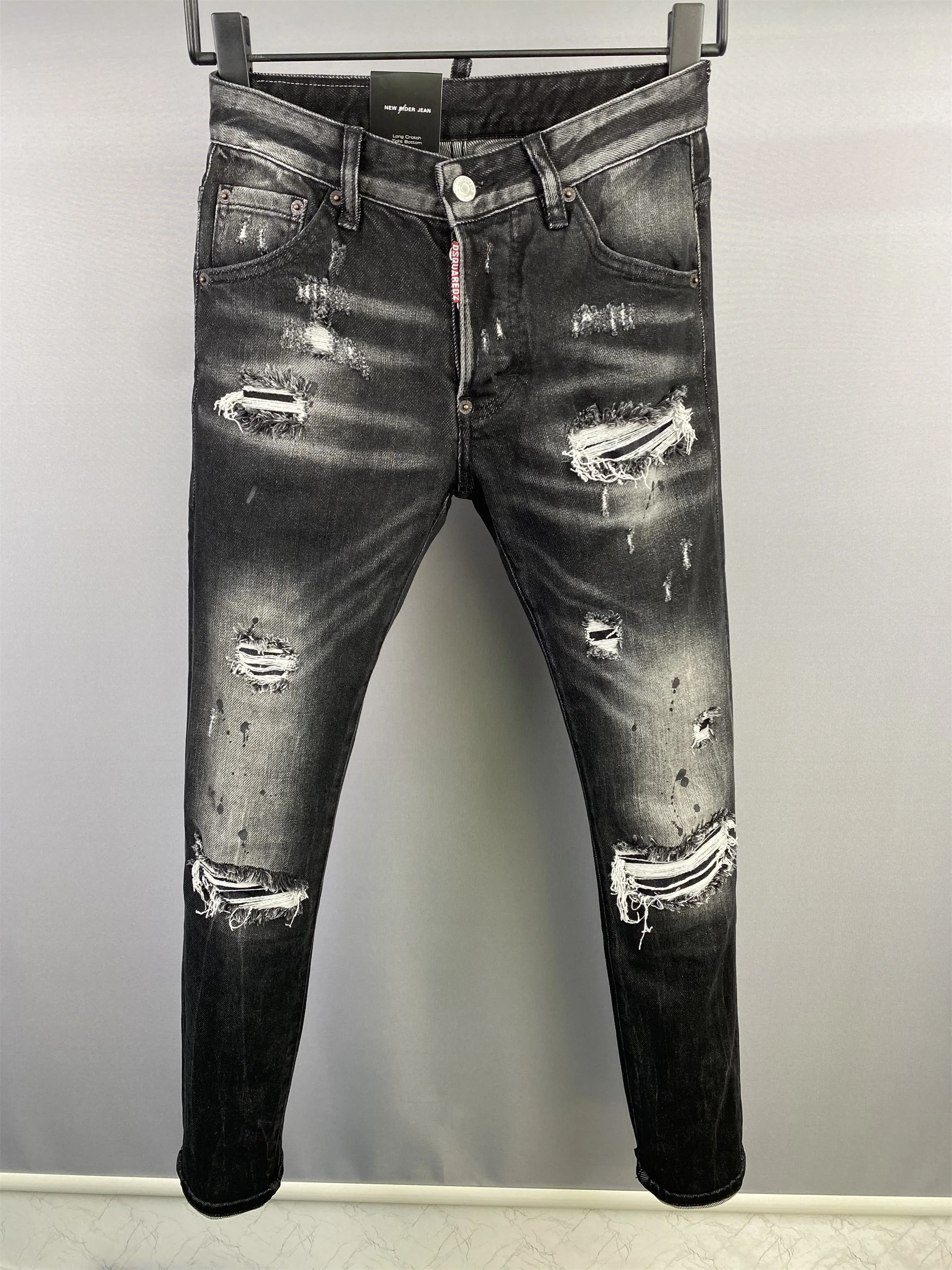 

Top Italy Brand Dsquared2 Men Slim Fit Multi-pocket Washed Denim Jean Moto & Biker Cargo Long Pants Fashion Vintage Style Jeans