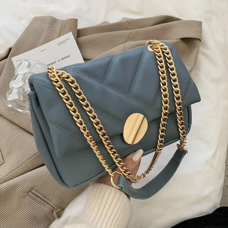 

New trend fashion diamond chain small square bag messenger bag textured shoulder bag