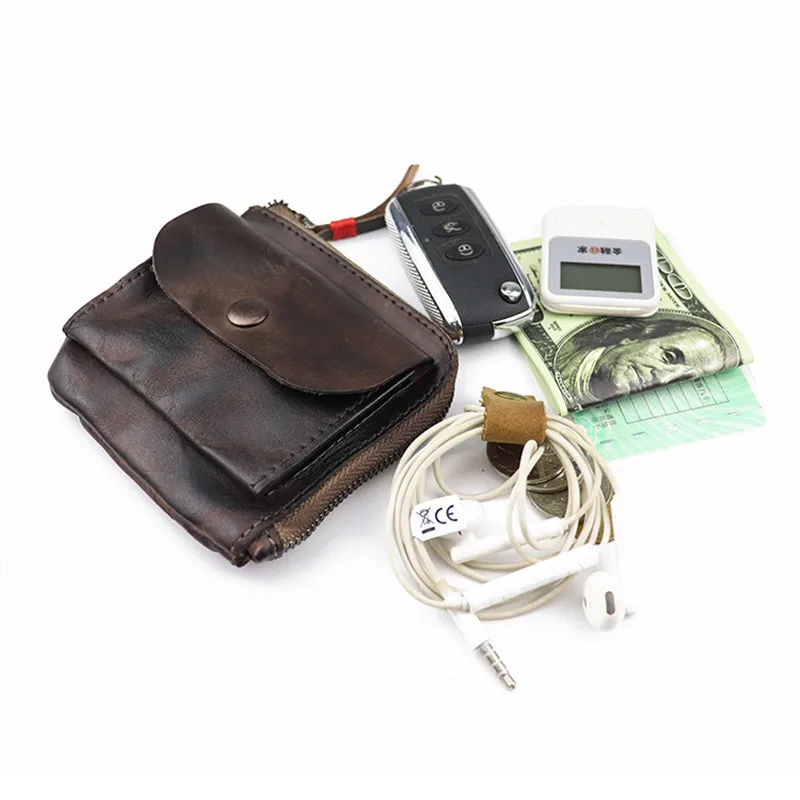PNDME retro top layer cowhide coin purse designer luxury soft genuine leather small business card holder card key wallets pouch