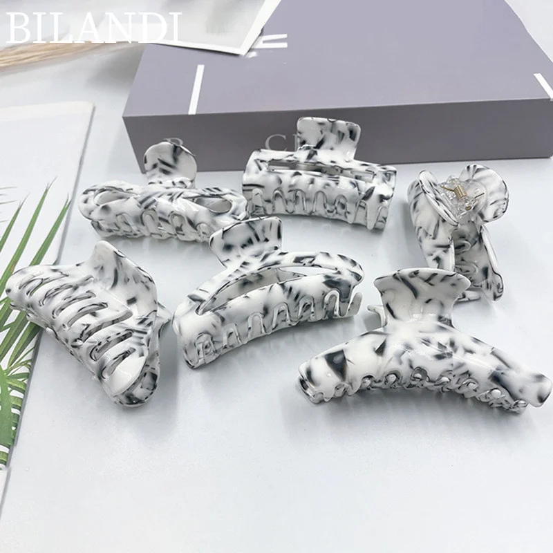 

Bilandi Elegant White Black Mixed Grab Clips Large Resin Hair Clip Hair Claws For Women Girl Hair Accessories Hair Style Make
