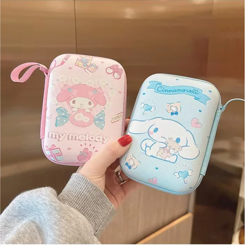 

Sanrio Mymelody Kuromi Cinnamoroll Cartoon Rectangular Hard Disk Headset Storage Bag Zero Wallet Charger Data Cable Storage Box