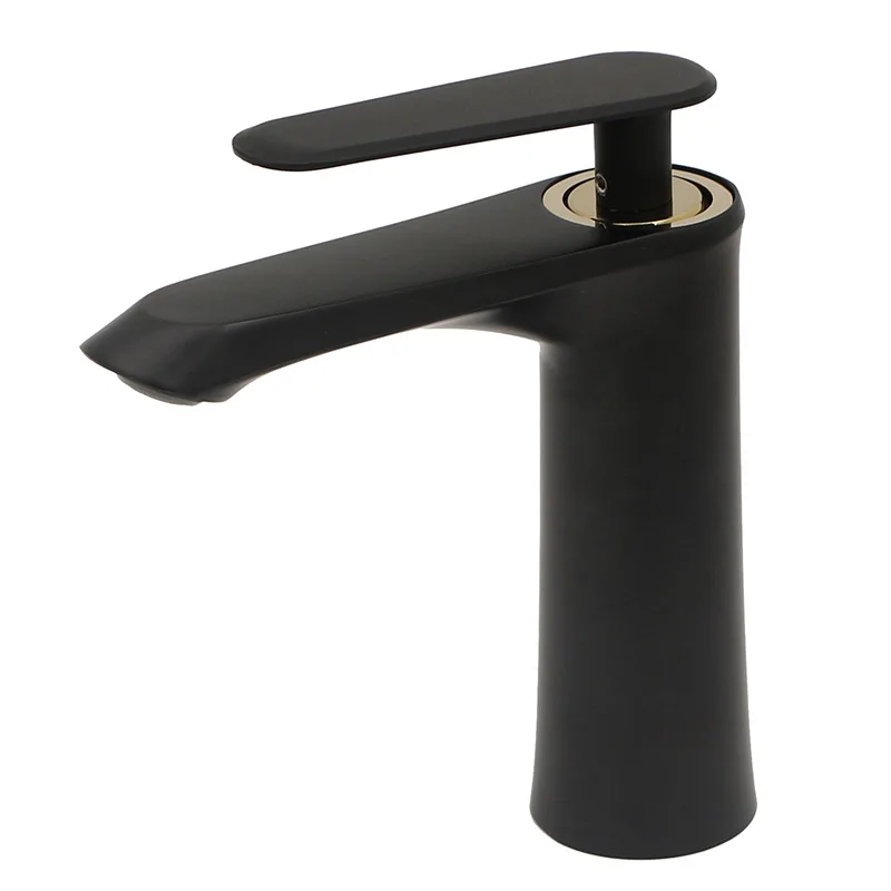

Black paint baking copper bottom, built-in hot and cold water basin faucet, mixed water single hole washbasin faucet