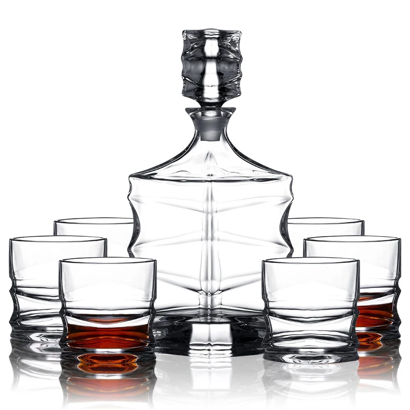 

Роскошный хрустальный набор графинов для виски без свинца с 6 шт. стаканов для виски и вина для алкоголя, виски-Бурбона, набор из 7 шт. 220408-04