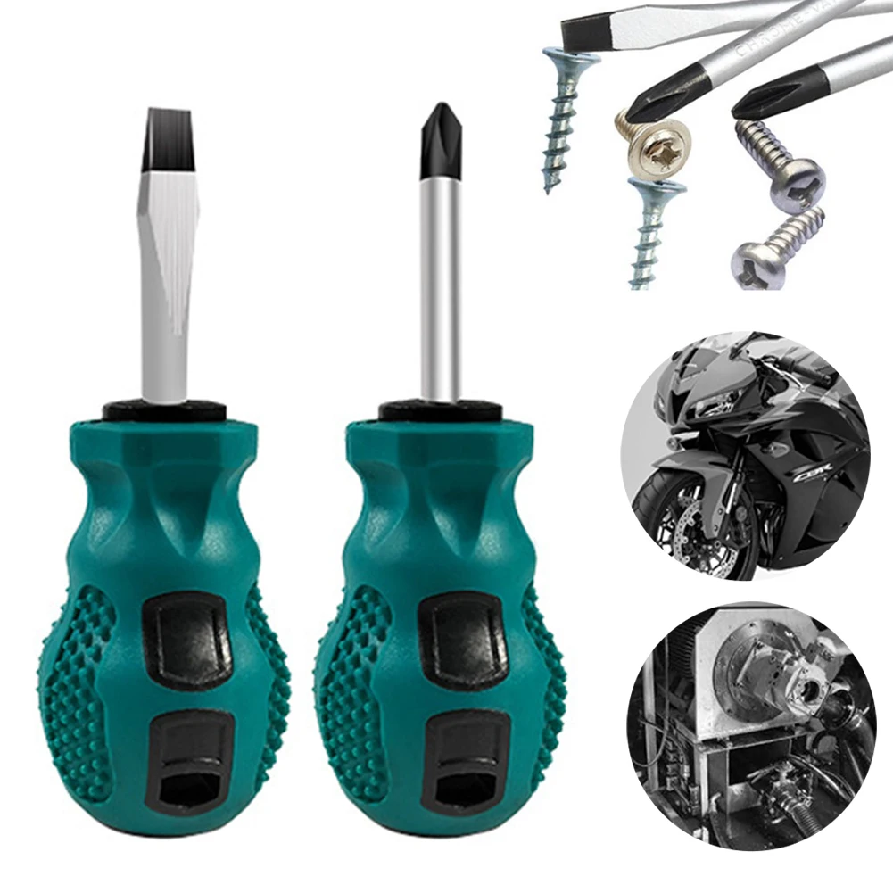 

2pcs 6×38 Small Screwdriver Set Magnetic Slotted Cross Screwdriver Rubber Handle