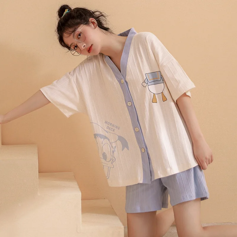 Pijamas Women Sleepwear cotton short-sleevedWomen's Two Pieces Loungewear Printing Lovely Girl's Pyjamas Nightwear New