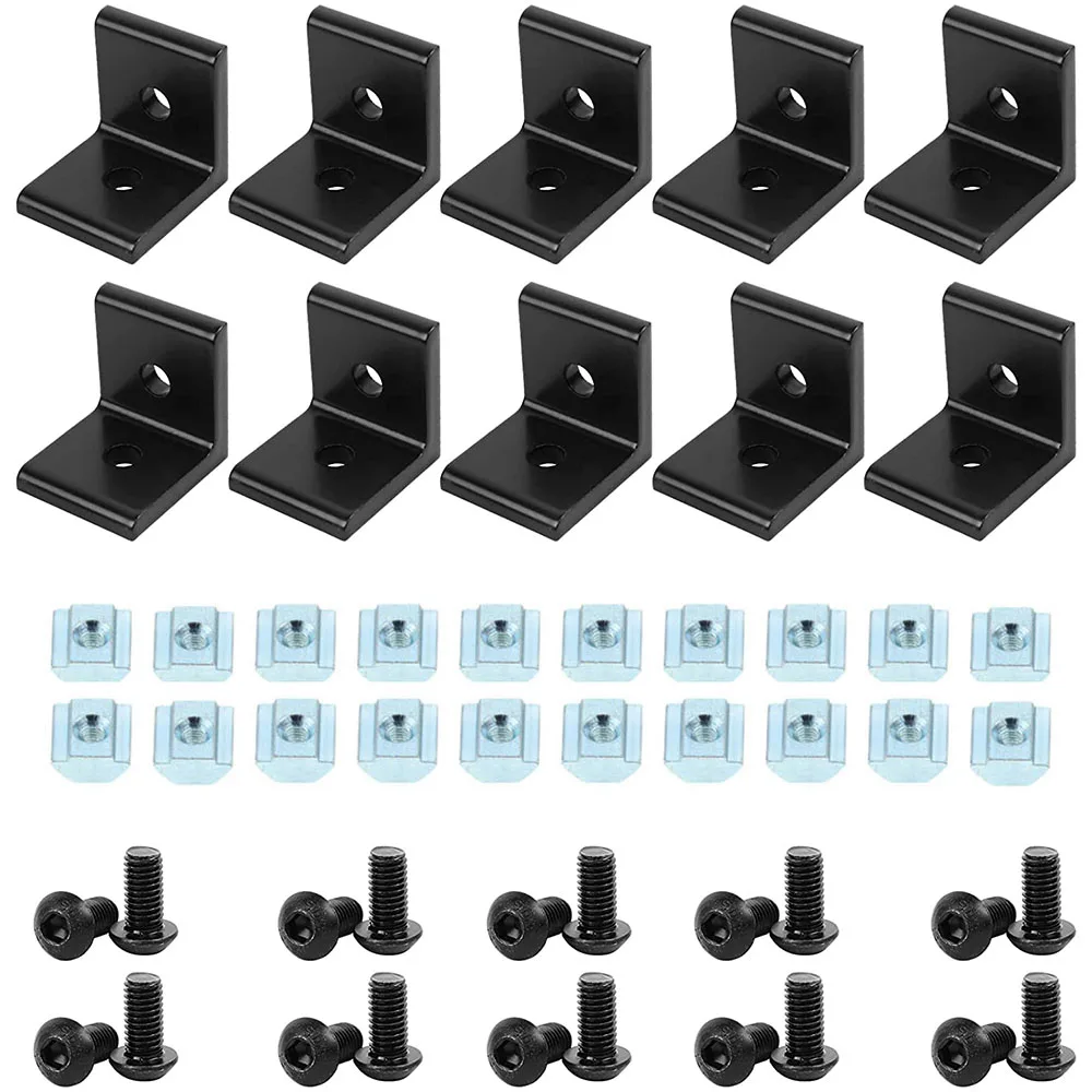 

10 шт. 2020 2040 4040 L-образный угловой кронштейн, фитинг 90 градусов, разъем с Т-образными гайками и шестигранным винтом для алюминиевого экструзионного профиля