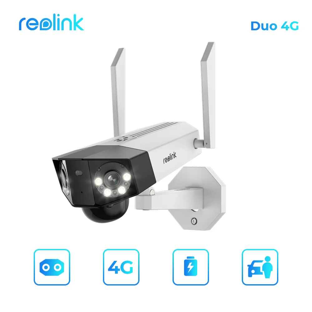 Reolink Duo 4G SIM Card Camera 4MP Color Night Vision Security Camera Battery Person/Vehicle Detection Outdoor CCTV Security cam