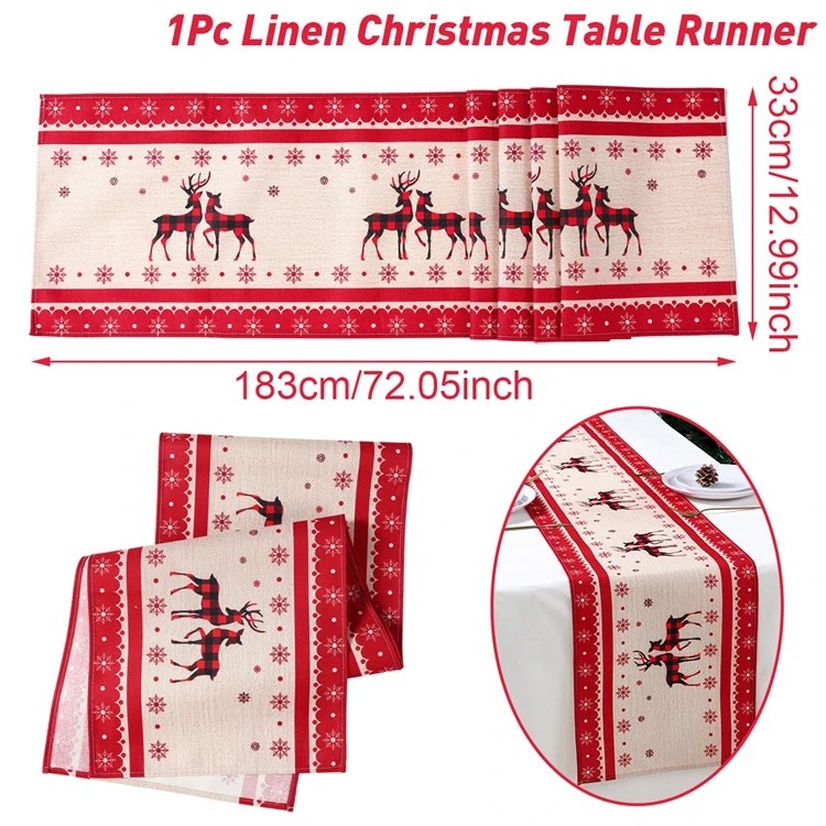 

Льняная дорожка для стола Merry Christmas