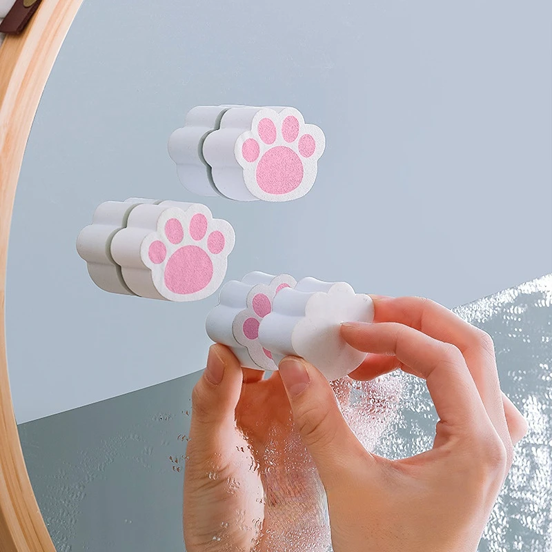 

Kawaii Cat Paw Cleaning Sponge Block for Mirror Metal Surface Washbasin Scrubbers Cleaning Tools Kitchen Bathroom Gadgets