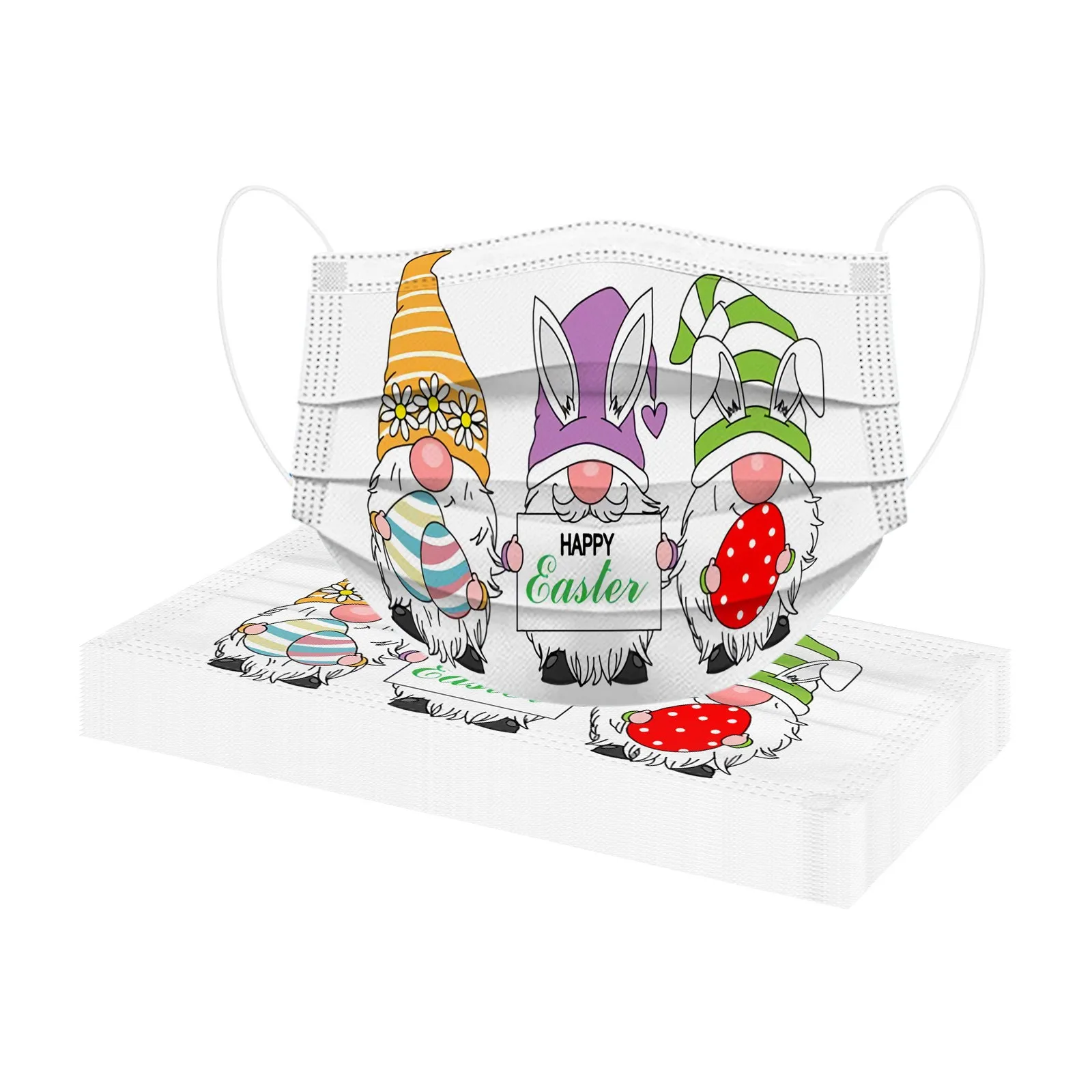 Маска одноразовая Защитная 3-слойная для лица пылезащитная с растягивающимися