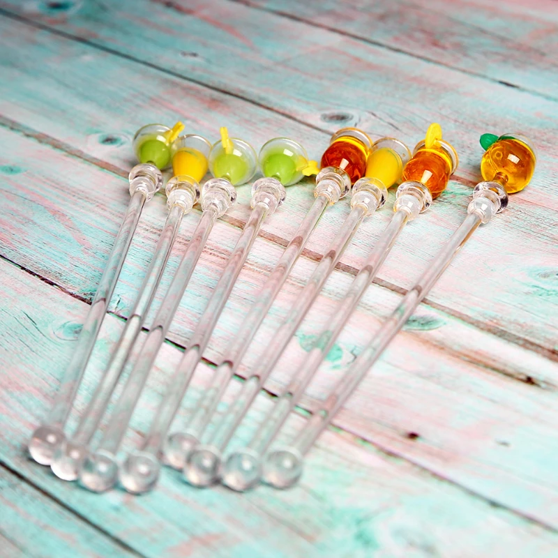 

Wine Glass Head Mixing Stick Bar Cocktail Stirring Stick Acrylic Art Mixing Stick Wine Glass Head Is Convenient and Durable