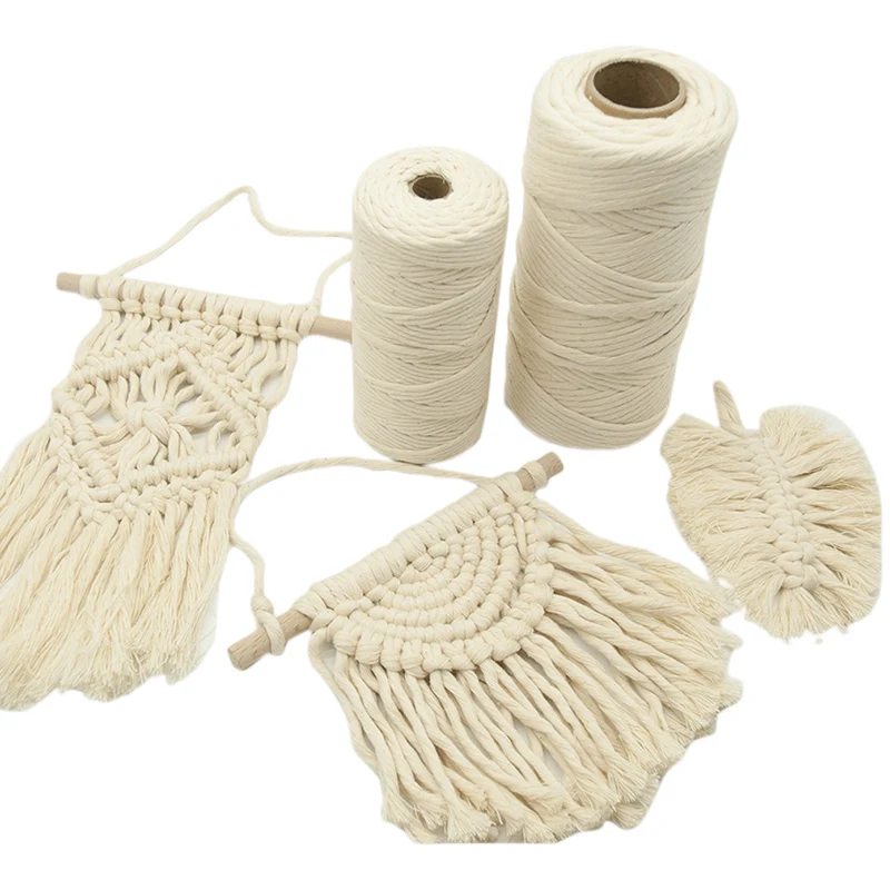 

100M White Cotton Cord Beige Twisted Rope Craft Macrame String DIY Handmade Home Decorative 3mm 4mm