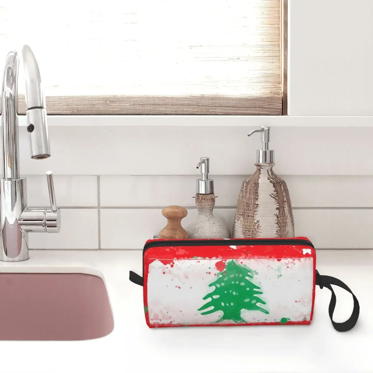 Косметичка с гранж-флагом Ливана женские косметички дорожная Повседневная сумка