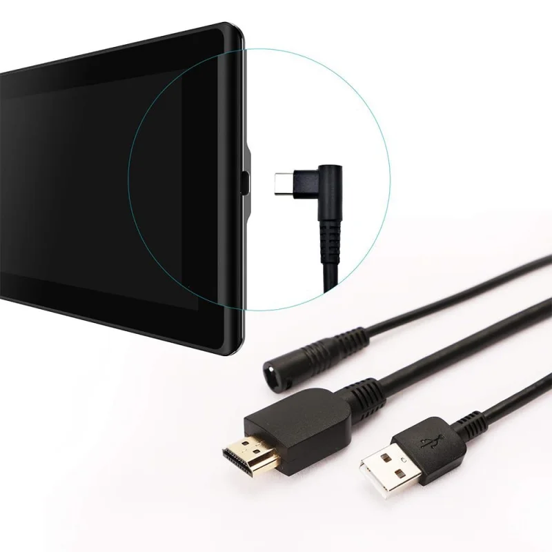 Кабель CB01 3-в-1 подходит для Huion Tablet Kamvas Pro 12/Pro13/Pro16 с питанием HDMI и USB-кабелями