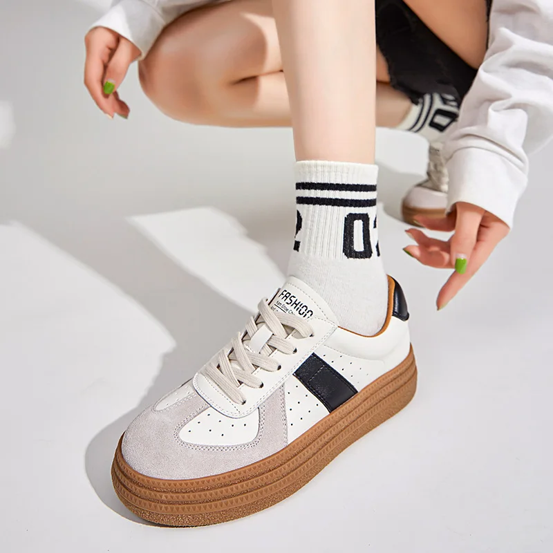 AIYUQI Women Sneakers 2023 Autumn New Genuine Leather Training Shoes Women Lace-up Casual Platform Women shoes