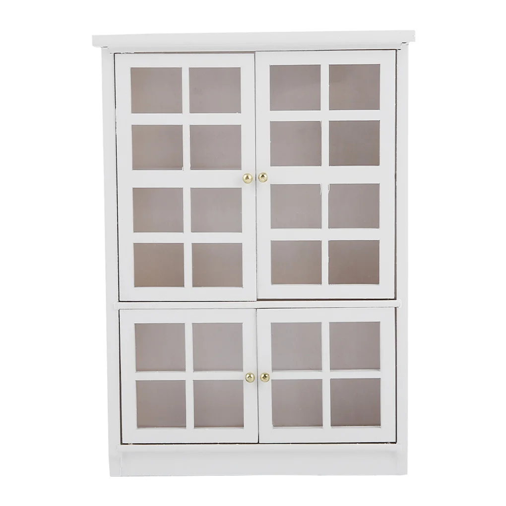 

1:12 Miniature Cupboard Dollhouse Bookshelf Wood Cabinet Furniture Showcase Decoration Sideboard