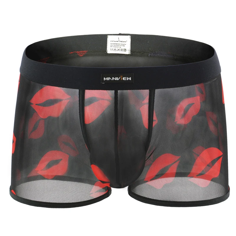 

2 Pcs/Lot Men's Transparent Panties Breathable Mesh Fashion Charm Comfortable Sexy Underwear Men's Large Size Boxer