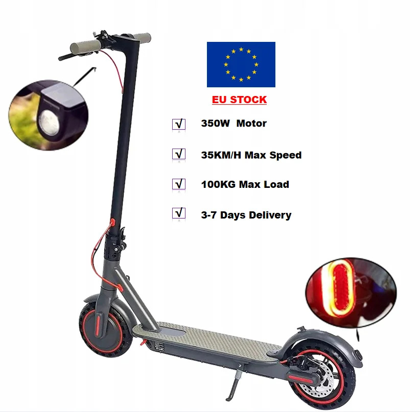 

USA / EU Stock 350W 36V 10.4AH Aluminum Alloy Foldable 8.5 Inch 35KM/H With RC Security Lock APP Electric Scooter