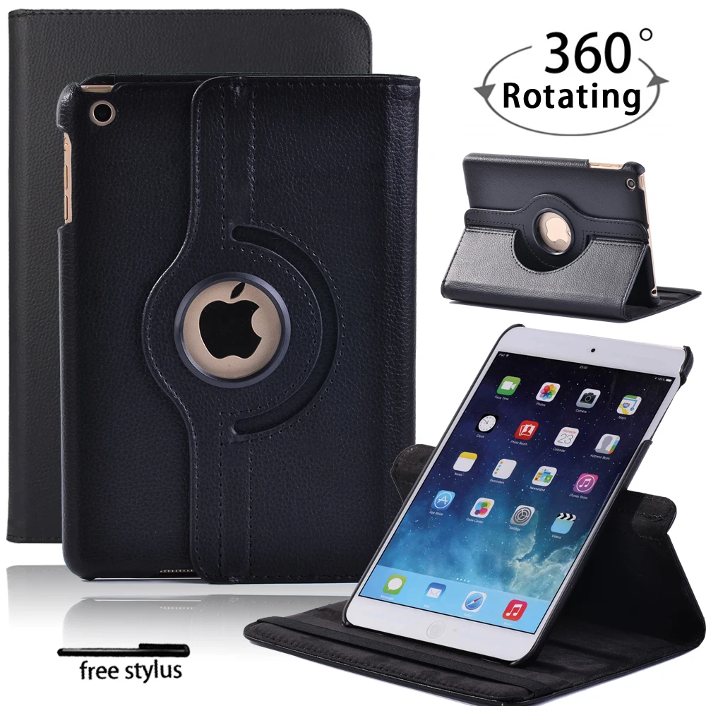

360 Rotation Smart Tablet Case for Apple Ipad Mini 1/2/3 7.9 Inch PU Leather Stand Cover for Apple IPad Case+ Free Stylus