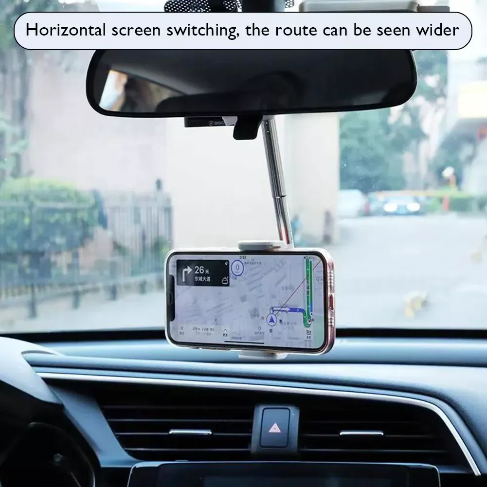 

GPS 360 Degree Holder Mount Vehicle GPS Car Rearview Mirror Smartphone Stand Bracket Mobile Portable Supplies