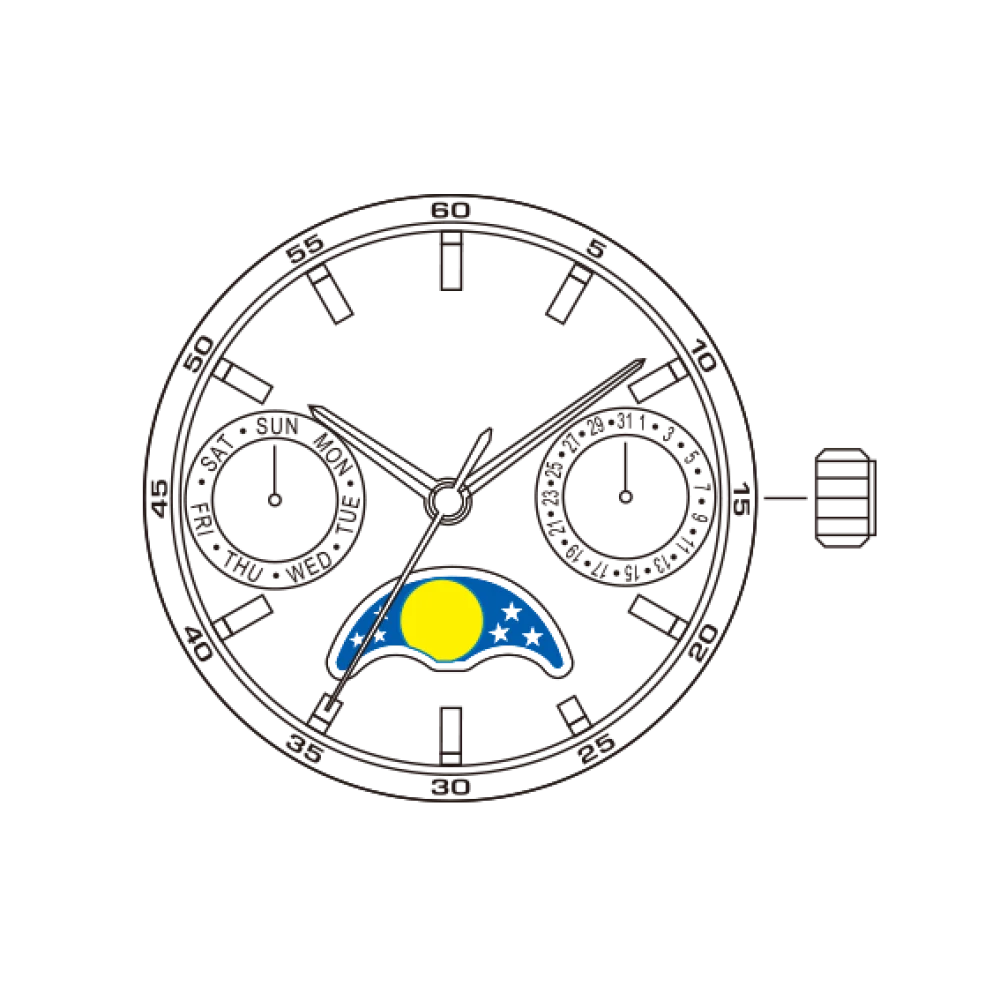 6P20 movement miyota 6P20 movement japan movement Day/Date/MOON
