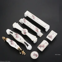 Plum Blossom Kitchen Handles Antique Ceramic Cabinet Handles Zinc Alloy Drawer Knobs Wardrobe Door Handles European Handle