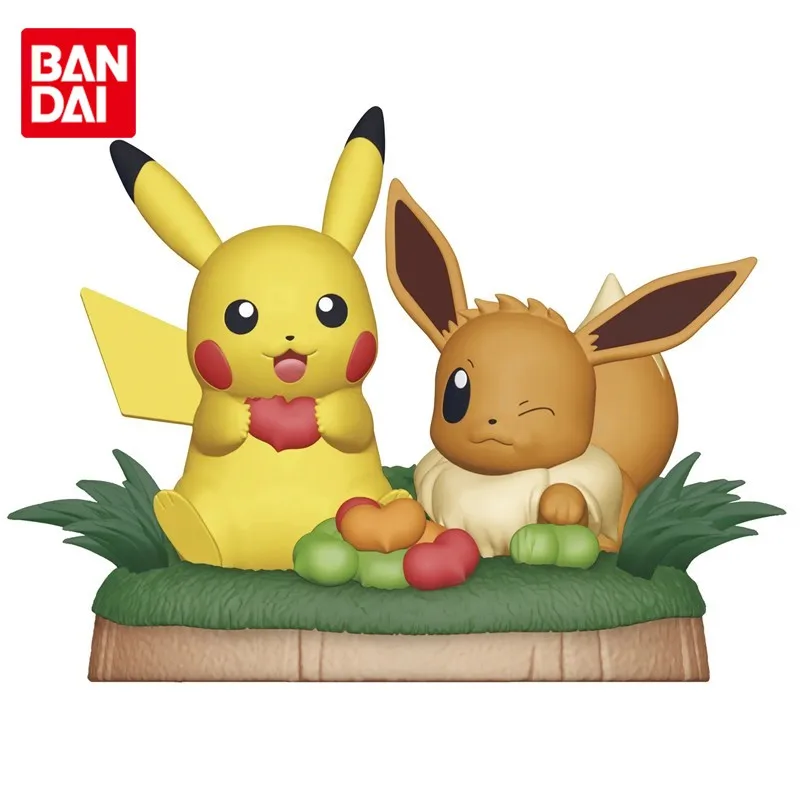 

Bandai Genuine Pokemon Pikachu Eevee Anime Action Figure Collection Model Toys Ornaments Gifts for Kids