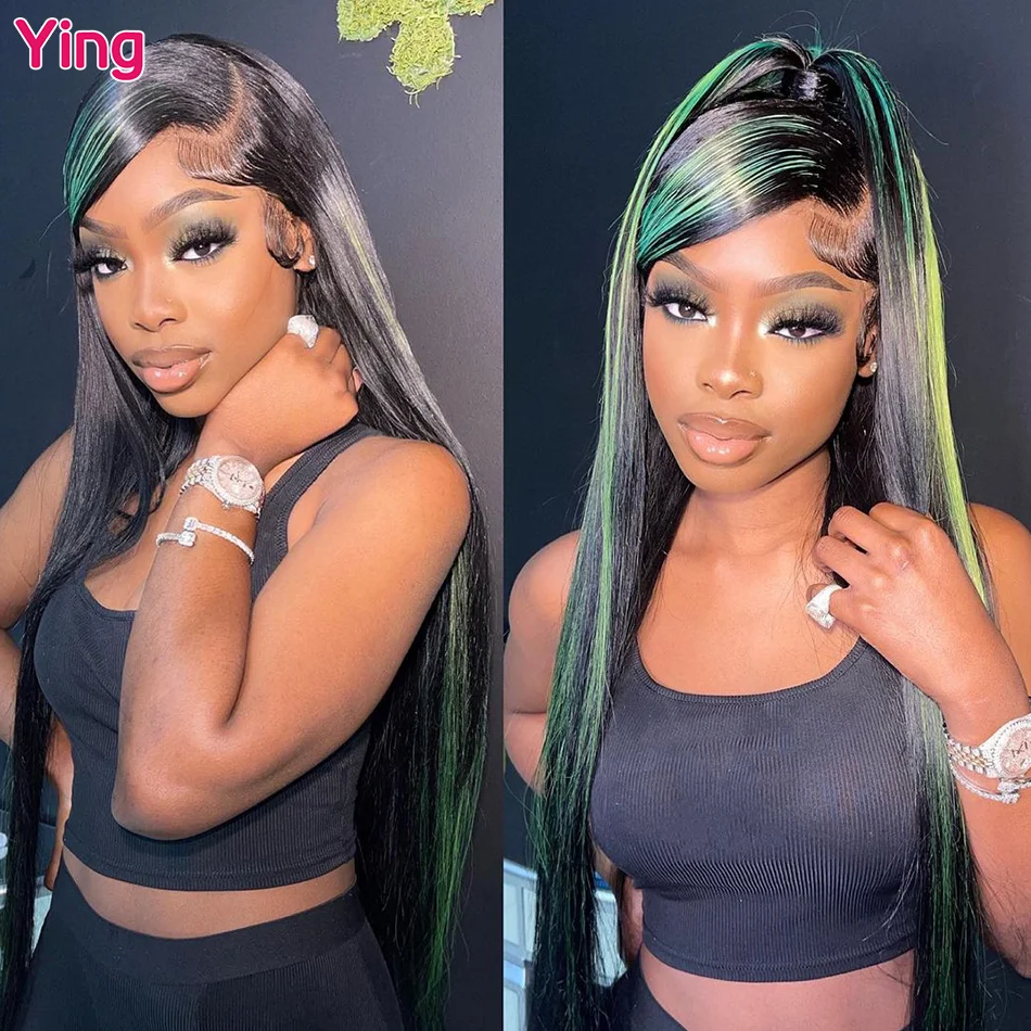 Ying Highlight Green Bone Straight 13x4 Lace Front Wig 10A Human Hair 13x6 Lace Front Wig PrePlucked 5x5 Transparent Lace Wig