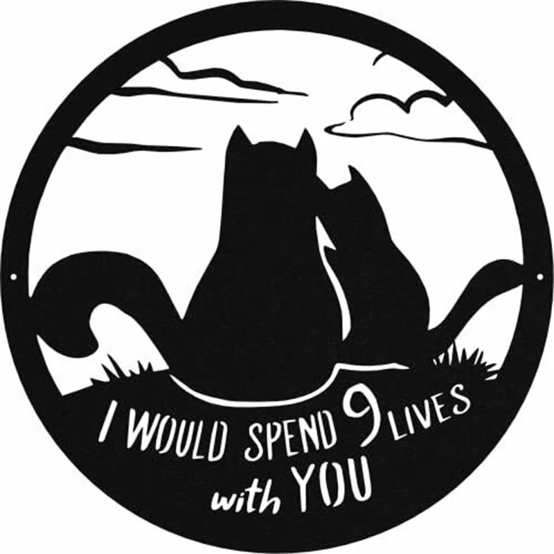 

Metal Wall Art - Cat 9 Lives - Metal Wall Art - Black Metal Wall Decor Home Decoration
