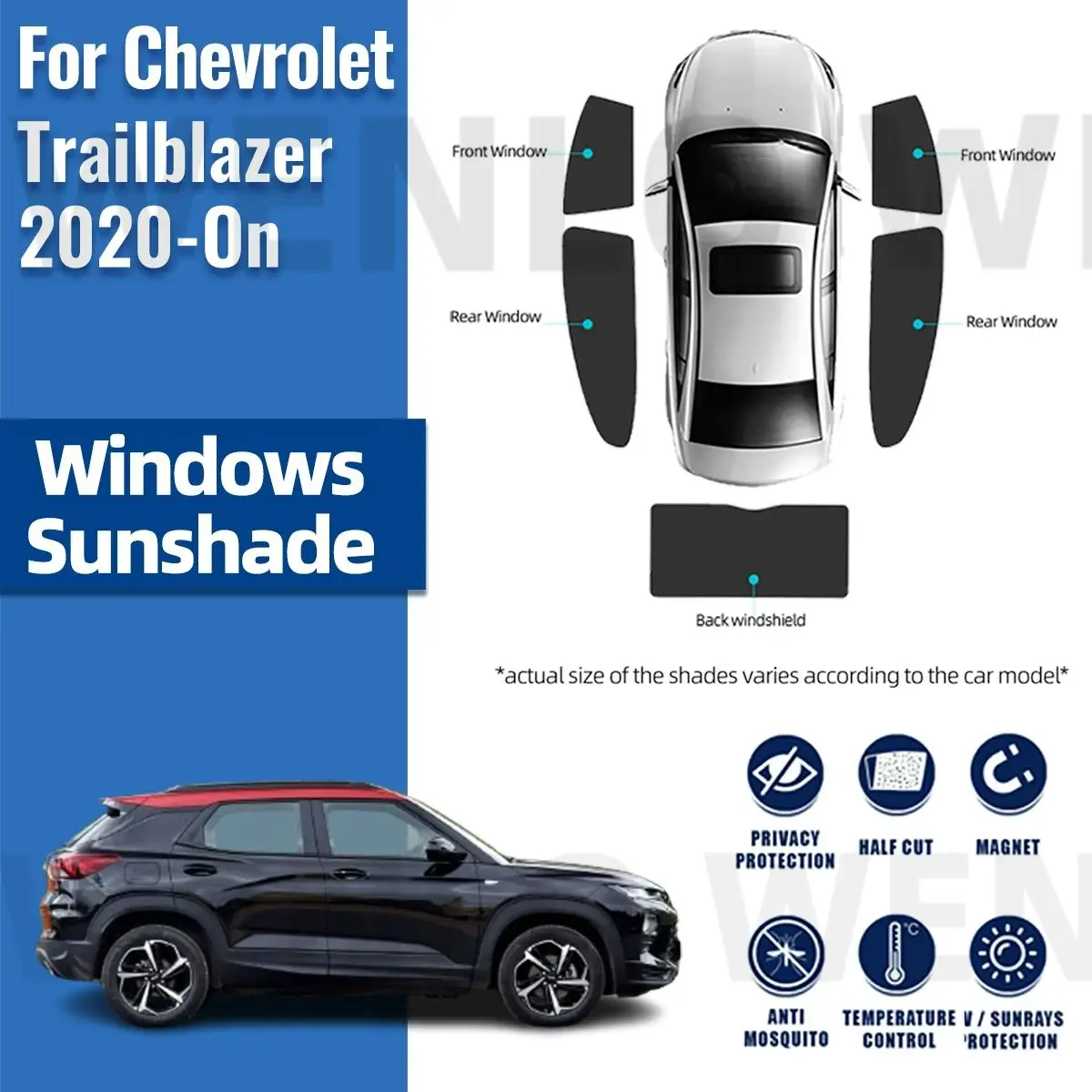 Фото Для Chevrolet Trailblazer 2023 2022 2021 2020 магнитный автомобильный солнцезащитный козырек на переднее лобовое стекло, занавеска на заднее боковое окно, солнцезащитные козырьки №1