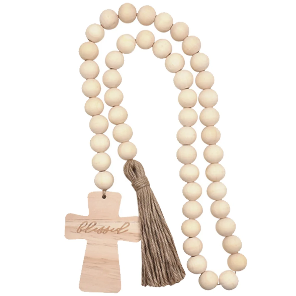 Цвет бревна крест подвесная веревка цветочная гирлянда деревянные бусины
