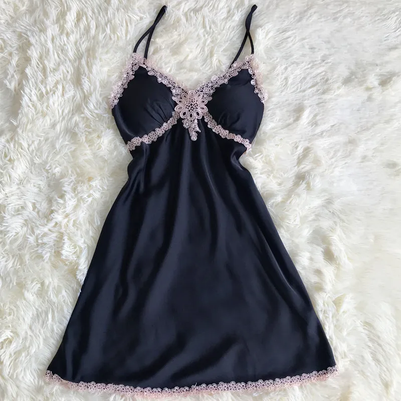 

Женское сексуальное нижнее белье, шелковая атласная ночная рубашка без рукавов, ночная сорочка с V-образным вырезом, женская ночная рубашка,...