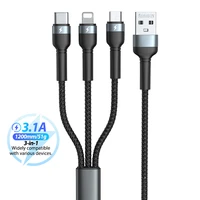 remax 3a fast wholesale data cables 3 in 1 charger 1 2m android phone connector usb charging cables rc 124th