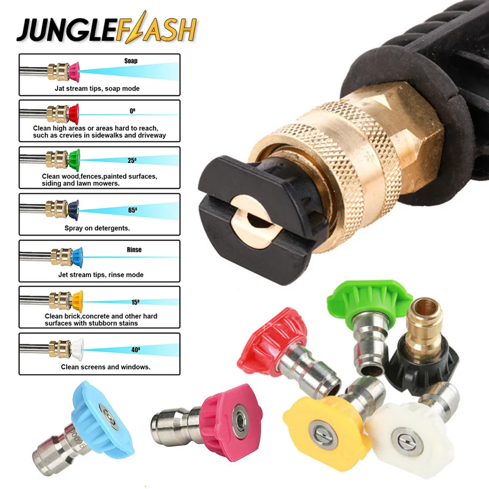 

JUNGLEFLASH Pressure Washer Nozzle High Pressure Cleaner Quick Connect Car Washer Spray Tip Nozzle 4.0 Orifice Size