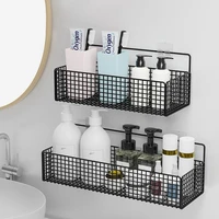 black wall mounted bathroom shelf shower shampoo rack toilet accessories kitchen free punch condiment storage basket