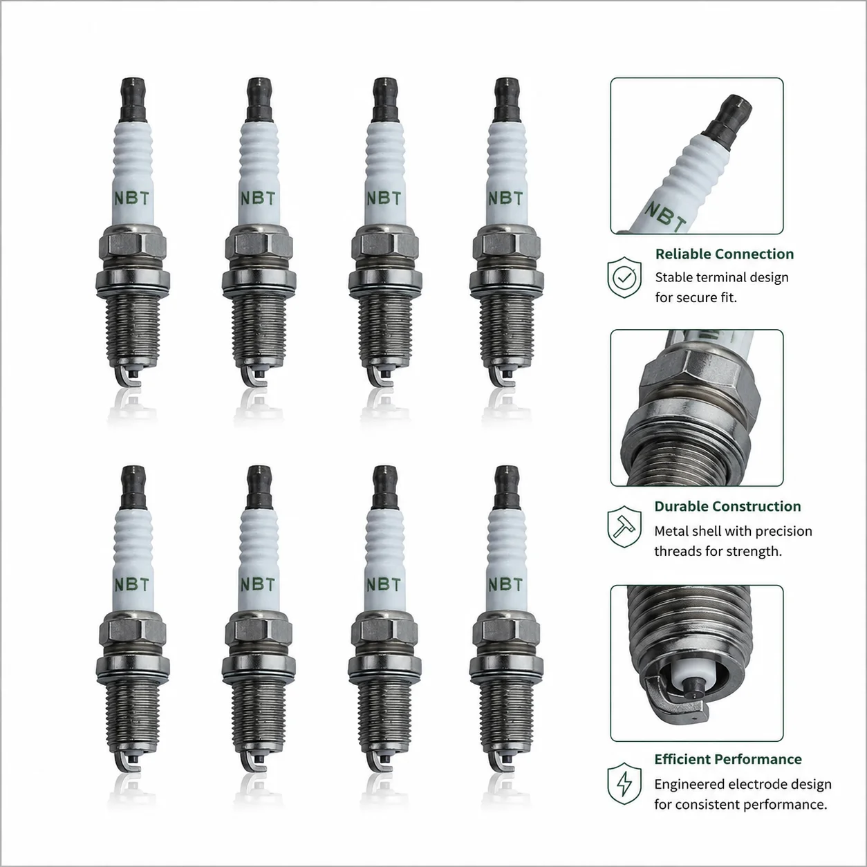 Фото Комплект из 8 свечей зажигания для замены Briggs Stratton 491055, 491055T, 491055S, 692051, 792015, совместим с Champion RC12YC, NGK BCPR6ES №4