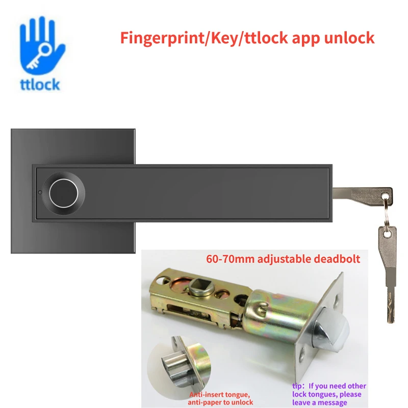 

Smart Electronic Door Locks TTLock App Control Biometric Fingerprint Password Key Unlock Household Lever Handle Lock for Home