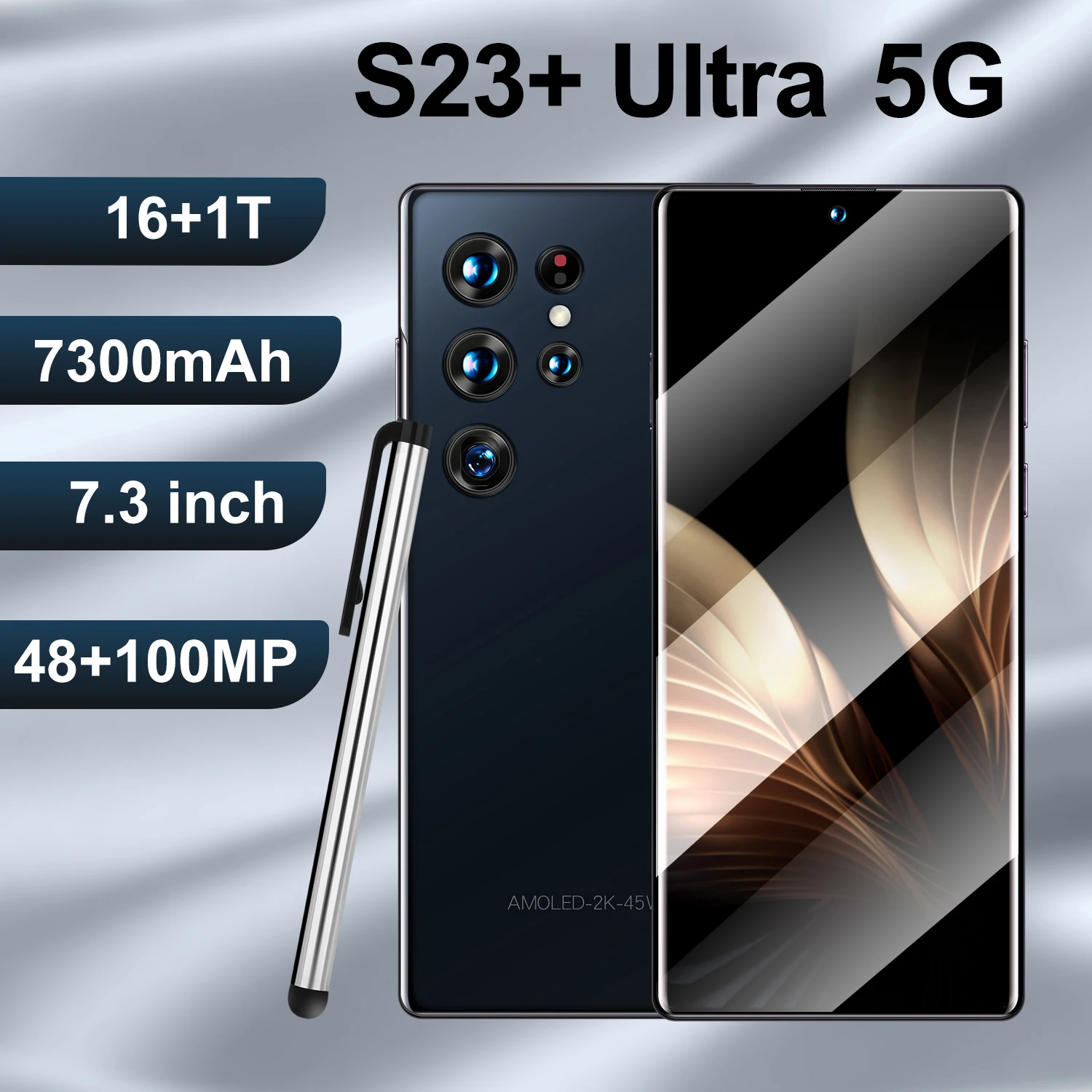 

OriginalS23 Ultra 7.3 inch HD16GB 1TB Smartphone 5G PhoneSnapdragon888 FaceUnlock 7300mAh 48+100MP Android with NFC Mobile Phone
