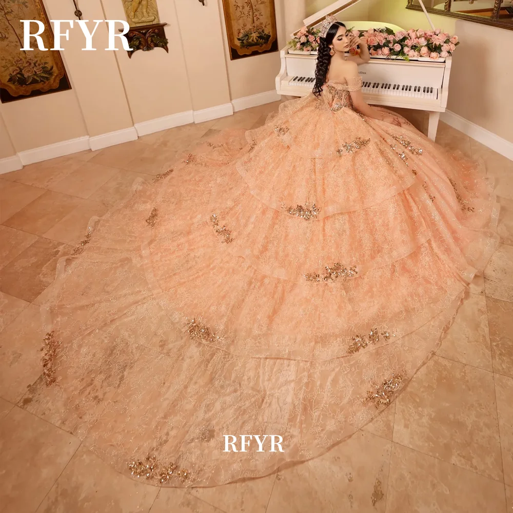 RFYR Пышные платья Quinceanera с блестящей аппликацией платье для выпускного вечера
