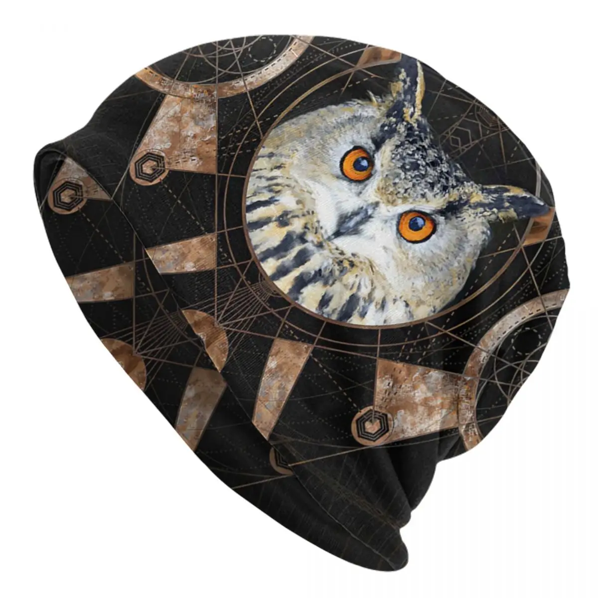 Owl Sacred Geometry Digital Art Adult Men's Women's Knit Hat Keep warm winter knitted hat