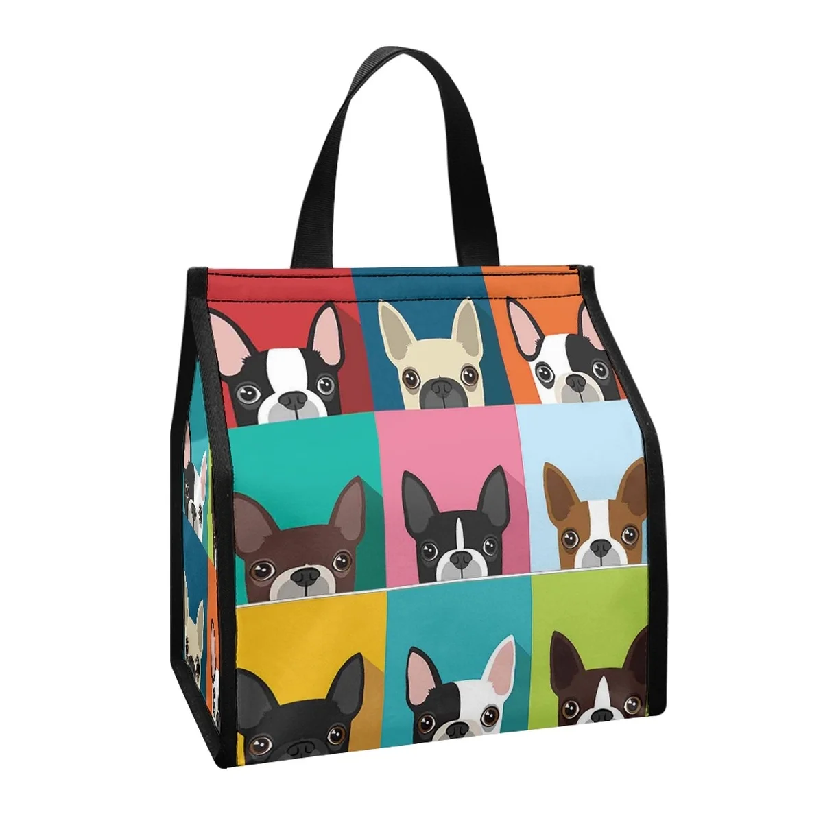 

FORUDESIGNS Cute French Bulldog Print Lunch Bag For Women Big Portable Insulated Canvas Thermal Food Lunch Bags Kids Picnic Bag