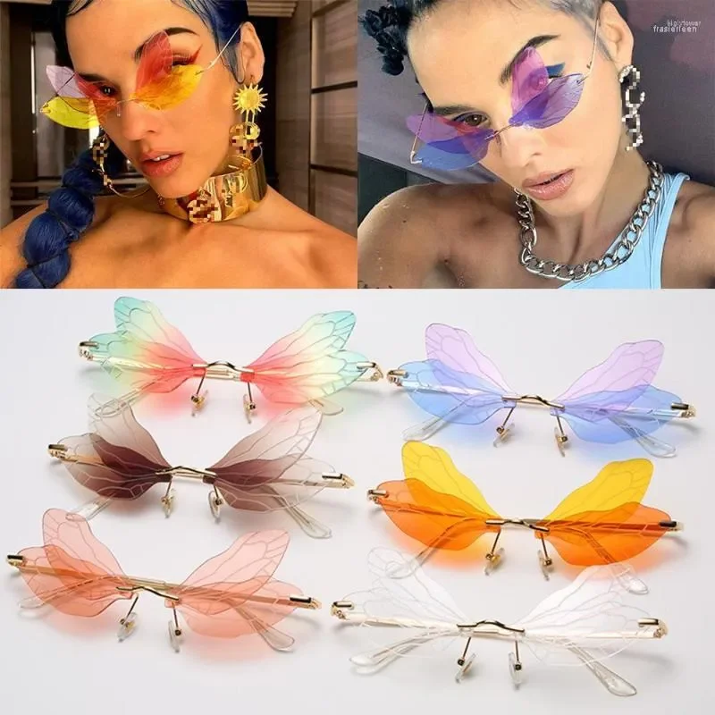 

Motorcycle Sunglasses 2023 Vintage Dragonfly Butterfly Steampunk Gradient Clear Lens Glasses Shades For Women