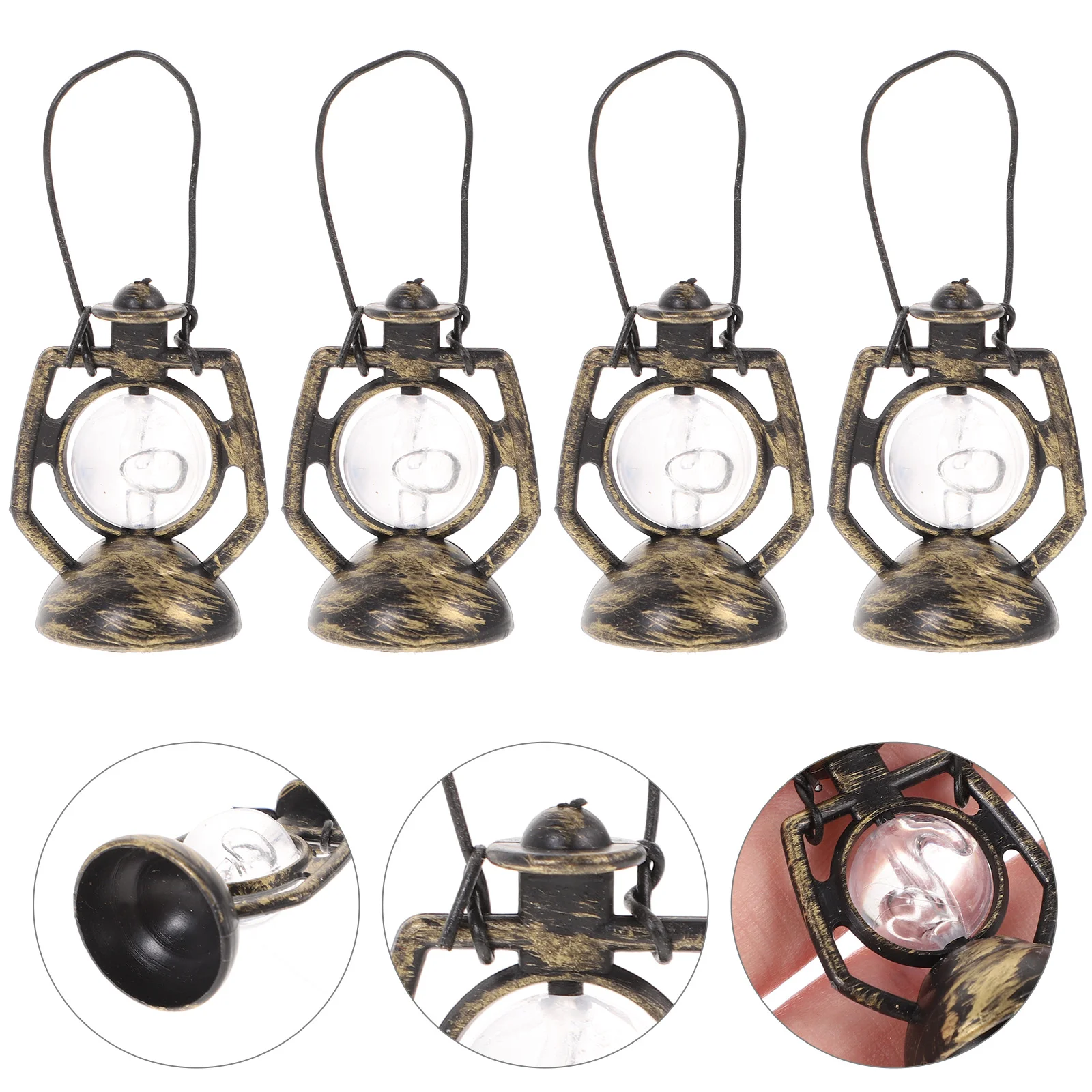 

6Pcs Lanterns, Vintage Miniature Oil Lamp Kerosene Lamp Hanging Kerosene Lantern for Christmas Tree Decor ( )