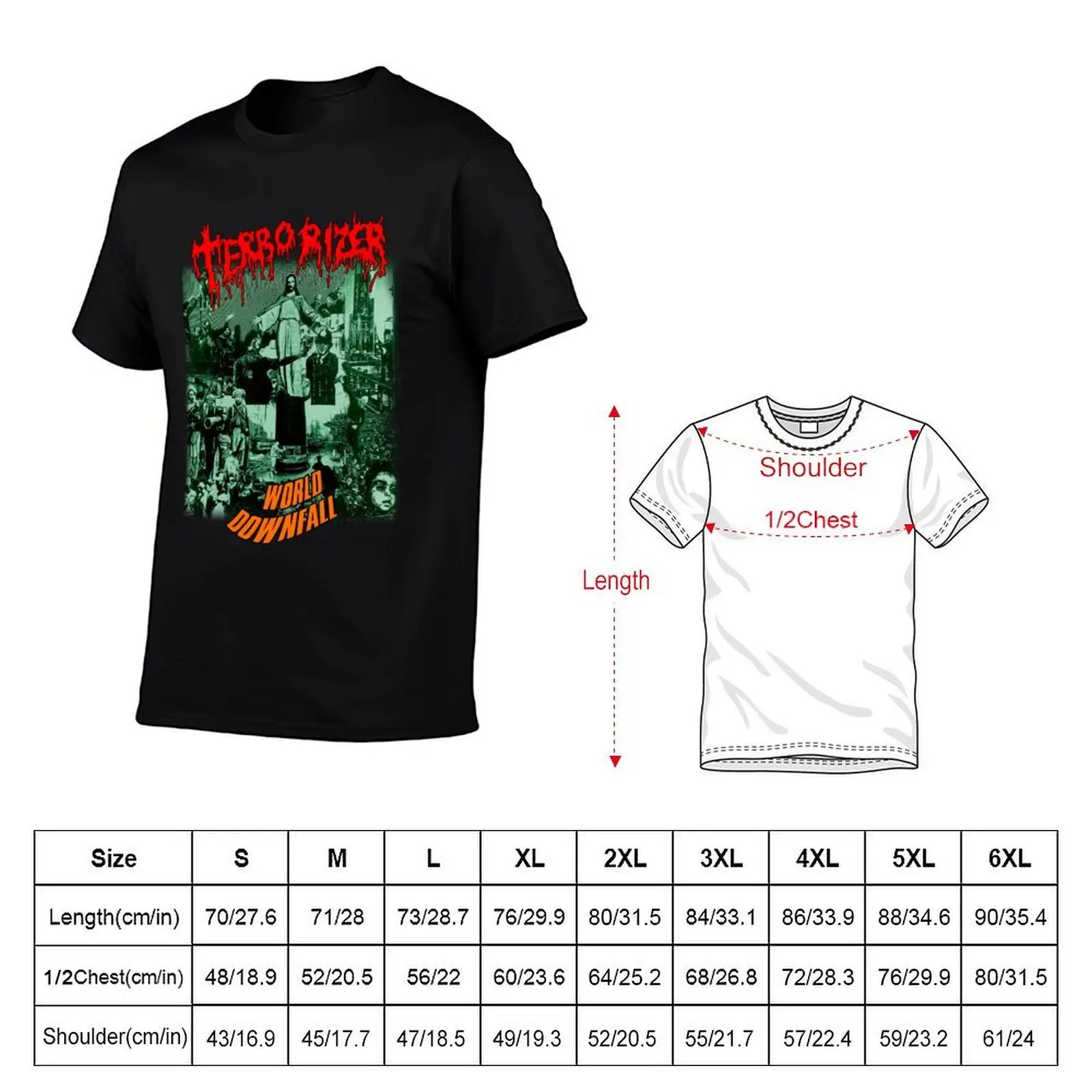 Футболка World Downfall by Terrorizer Classic Old School Death Grind Metal, базовая однотонная футболка с короткими рукавами (art.: 3920dbe072bbc) - 3920dbe072bbc
