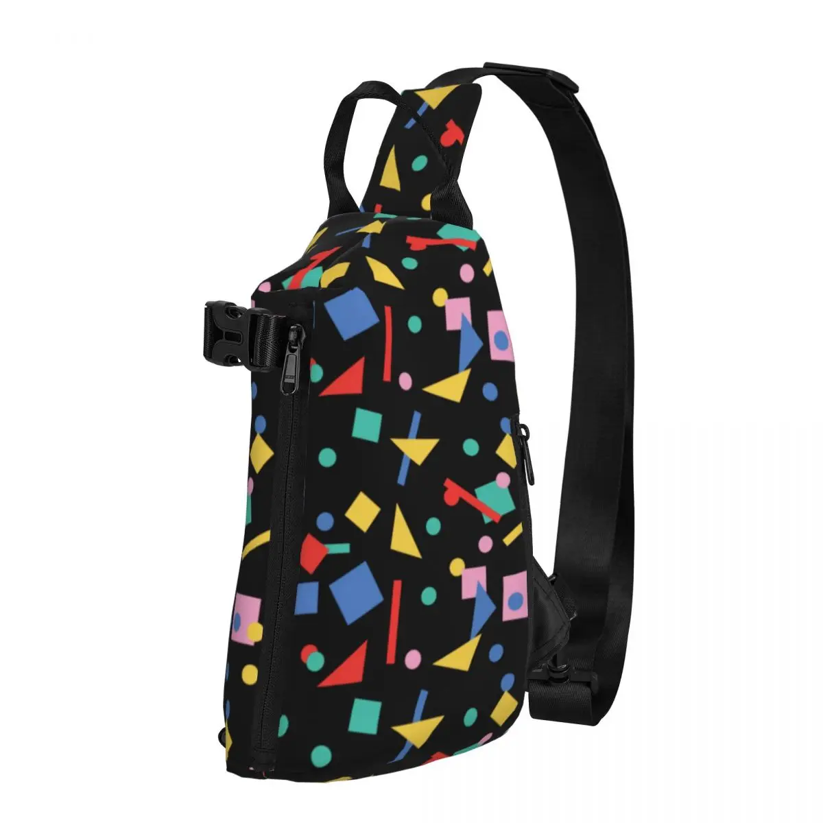 

Retro 80S Design Aesthetic Shoulder Bags Pop Art Geometric Shapes Chest Bag Running Sling Bag School Graphic Crossbody Bags