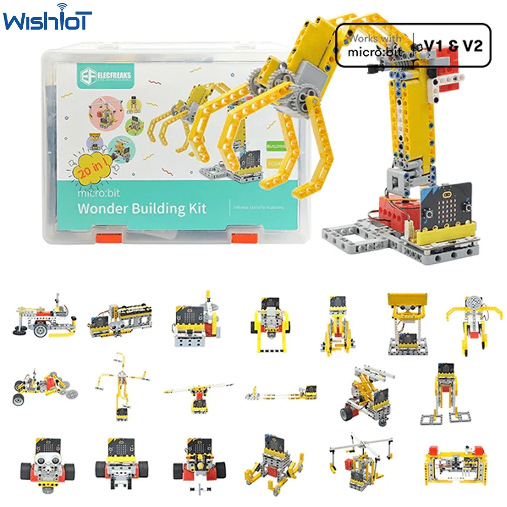 ELECFREAKS Micro:bit 32 IN 1 Wonder Building Kit Wukong Expansion Board for Puzzle Building Blocks Microbit Kids Fun Coding STEM