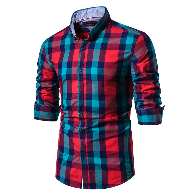 

Men Clothing 2022 Spring Autumn Cotton Plaid Shirt Men's Striped Long-sleeved Casual Men's Shirt
